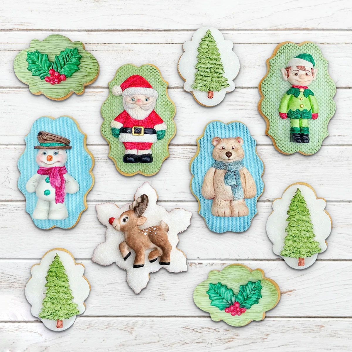 Tomteserien ren &amp; tomte &amp; isbjörn silikonform fondant tårtdekorverktyg gumpaste sugarcraft chokladformar bakverktyg