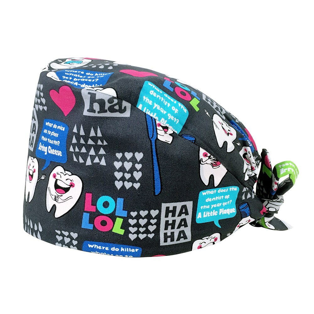 Prijs Unisex Cartoon Tand Afdrukken Scrubs Caps Verstelbare Lab Caps Katoen Vrouwelijke Leuke Scrubs Hoed Huisdier Schoonheid Werk Hoeden: 22150
