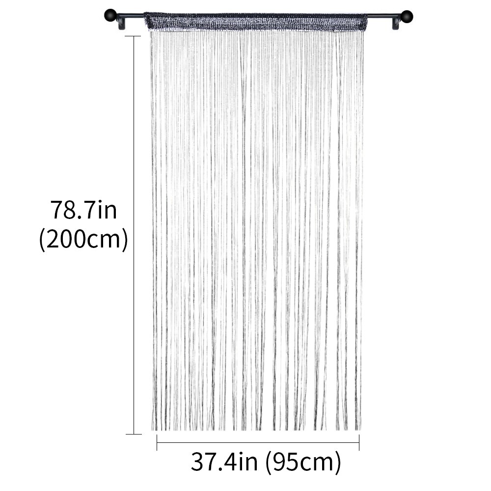 Kleurrijke String Chain Gordijn Shiny Kwastje Lijn Gordijnen Venster Deur Divider Drape Woonkamer Decor Volant Woondecoratie: B-black