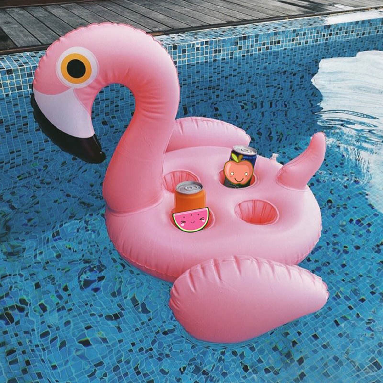 Roze/Rose Goud Opblaasbare Drank Houder Flamingo-Vormige Cup Houder Met Vier Gaten Drijvende Onderzetters Voor Zwembaden