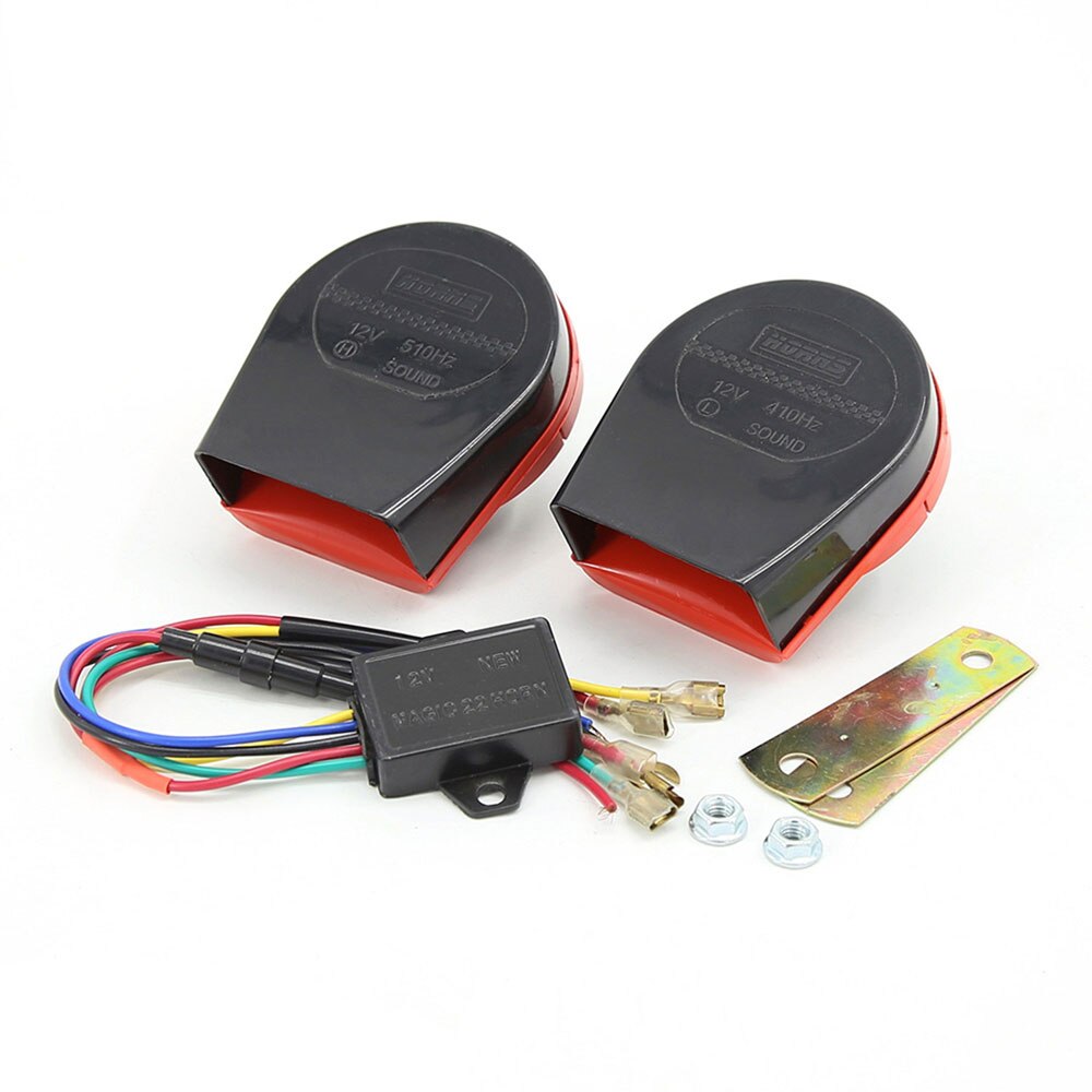 8 tone 12V echo horn car big horn car surround double snail horn alarm: Default Title