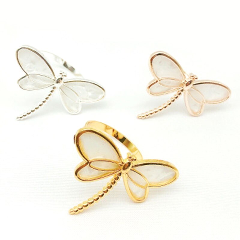 6 Delige Set, Dragonfly Servetring Servet Houder, Gebruikt Voor Bruiloft Diner Diner Tafeldecoratie Tafel Decoratie