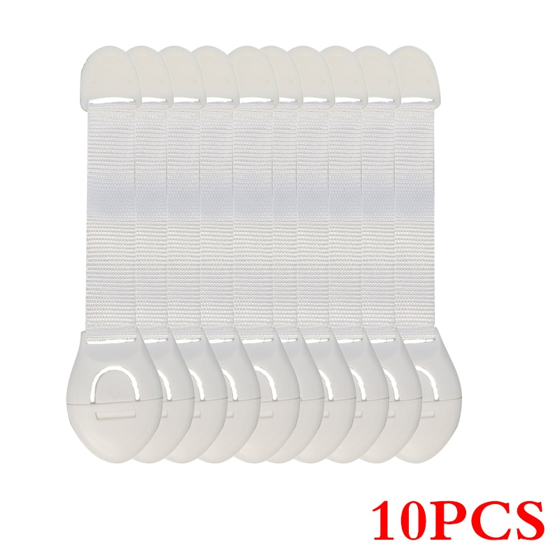 10pcs/Lot Drawer Door Cabinet Cupboard Toilet Safety Locks Baby Kids Safety Care Plastic Locks Straps Infant Baby Protection: white