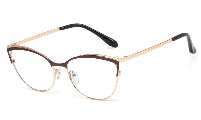 Kachawoo cat eye glasses frame women metal eyeglasses optical glasses female gold black pink ladies item: brown gold frame