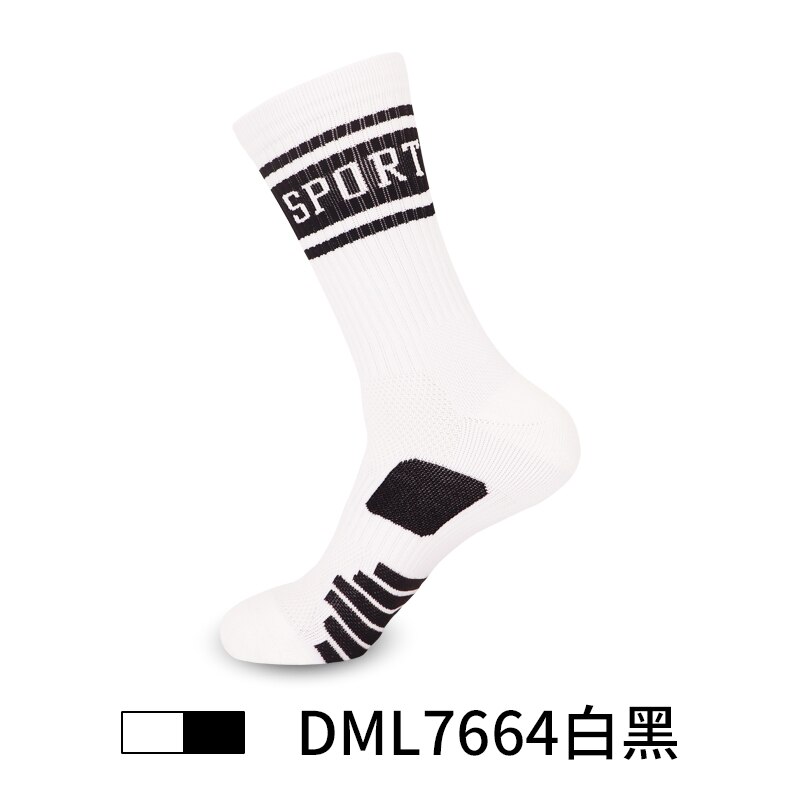 Oddychające sportowe pończochy moda Running praktyczne skarpety treningowe profesjonalny ręcznik dolny kosz pończochy: White and Black 7664