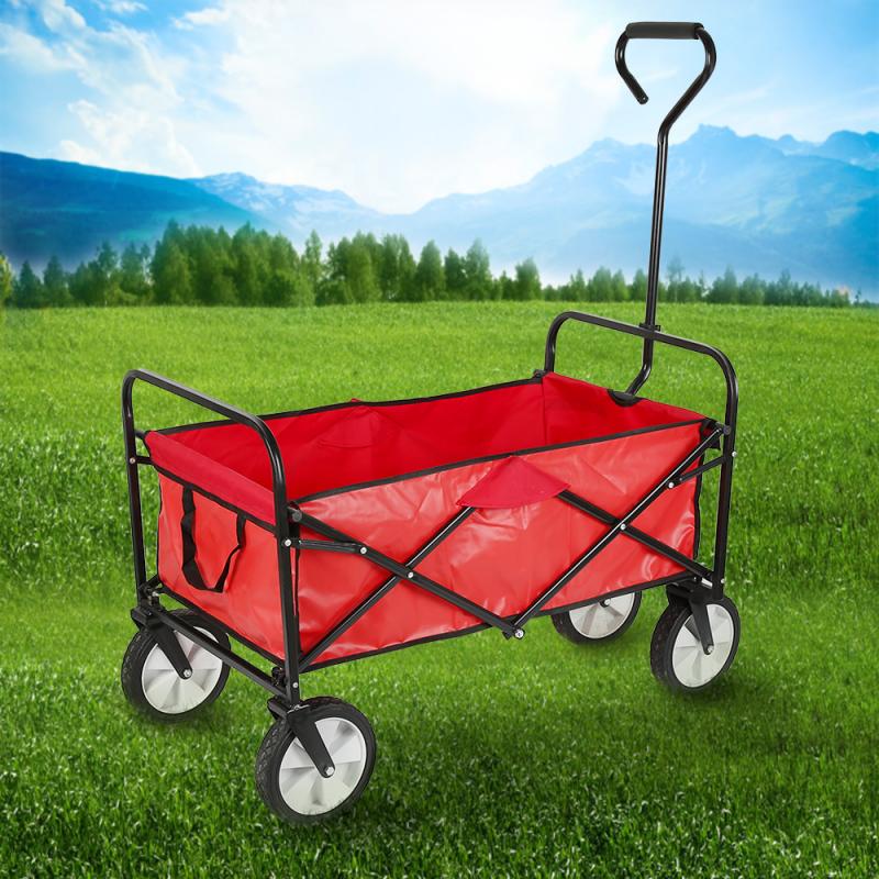 69*13.5*55cm Foldable Garden Trolley Cart Tool Handcart Transport Trolley 4 Wheel Pull Along Wheelbarrow Garden Tools HWC