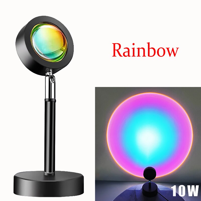Sunset Lamp 180° Rotating Night Lights USB Rainbow Sunset Red Projector Home LED Sun Projection Desk Lamp for Bedroom Wall Decor: Rainbow lamp