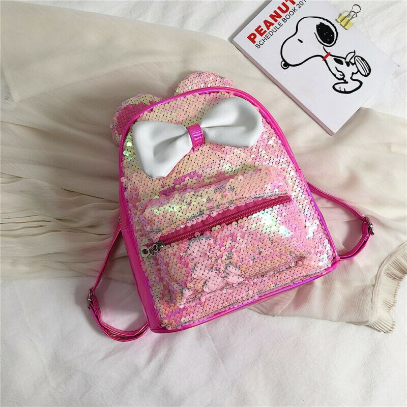 2020 novo bonito do bebê meninas lantejoulas mochila glitter bling saco de escola crianças criança bowknot pequeno mini