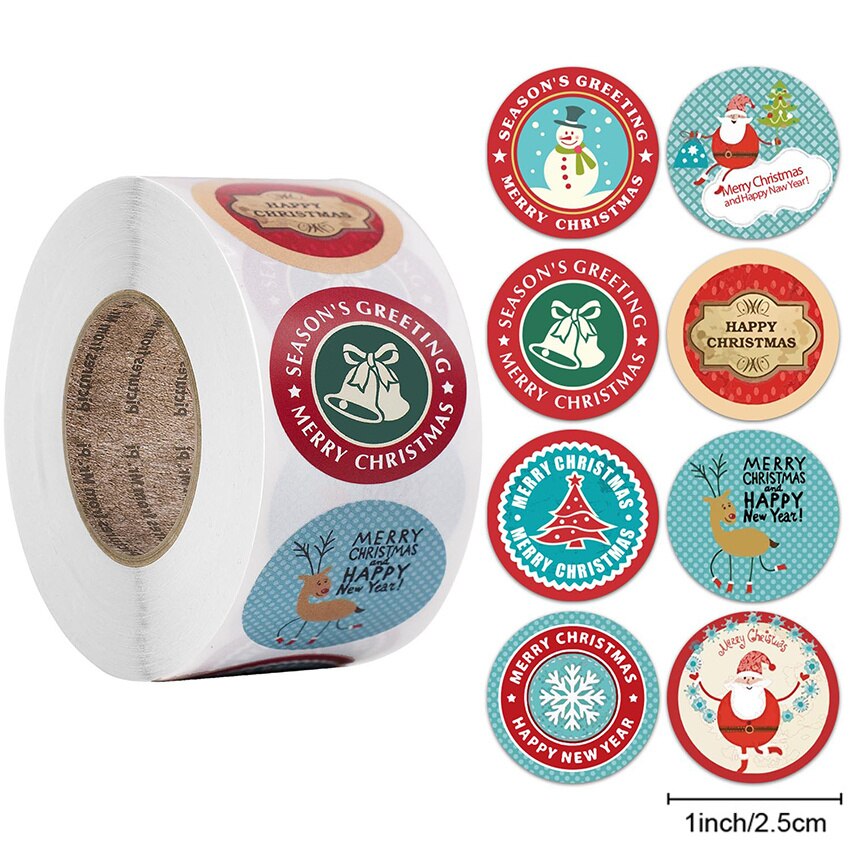 1 cal wesołych świąt naklejki świąteczne cukierki choinkowe torba pieczęć robić naklejenia prezenty bożonarodzeniowe karty dekoracyjne pocztówka etykiety noworoczne ozdoby: B 300szt