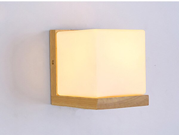 Japanese Bedside Wall Lamp LED Bedroom Simple Solid Wood Living Room Hotel Aisle Bedside Lamp: A