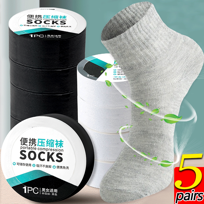 Calcetines de viaje desechables para hombres y mujeres, calcetines de compresión lavables, calcetines de algodón de compresión portátiles una sola vez para viajes de negocios