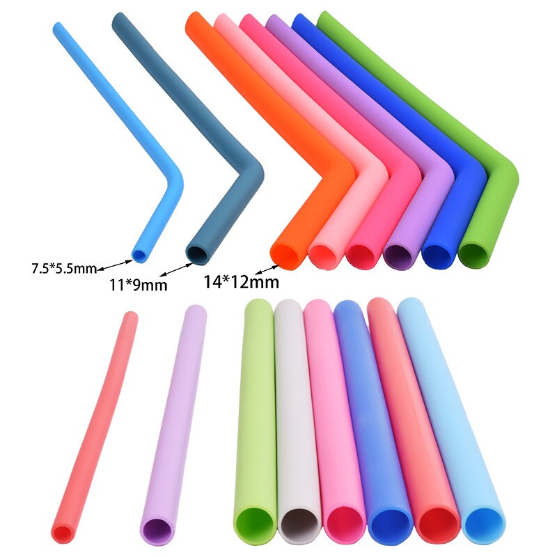 Extra Wide 14mm Silicone Bubble Tea Straw Reusable Boba tea Straws 50pcs Smotthie drinking Flexible Straws Party Bar Accessories