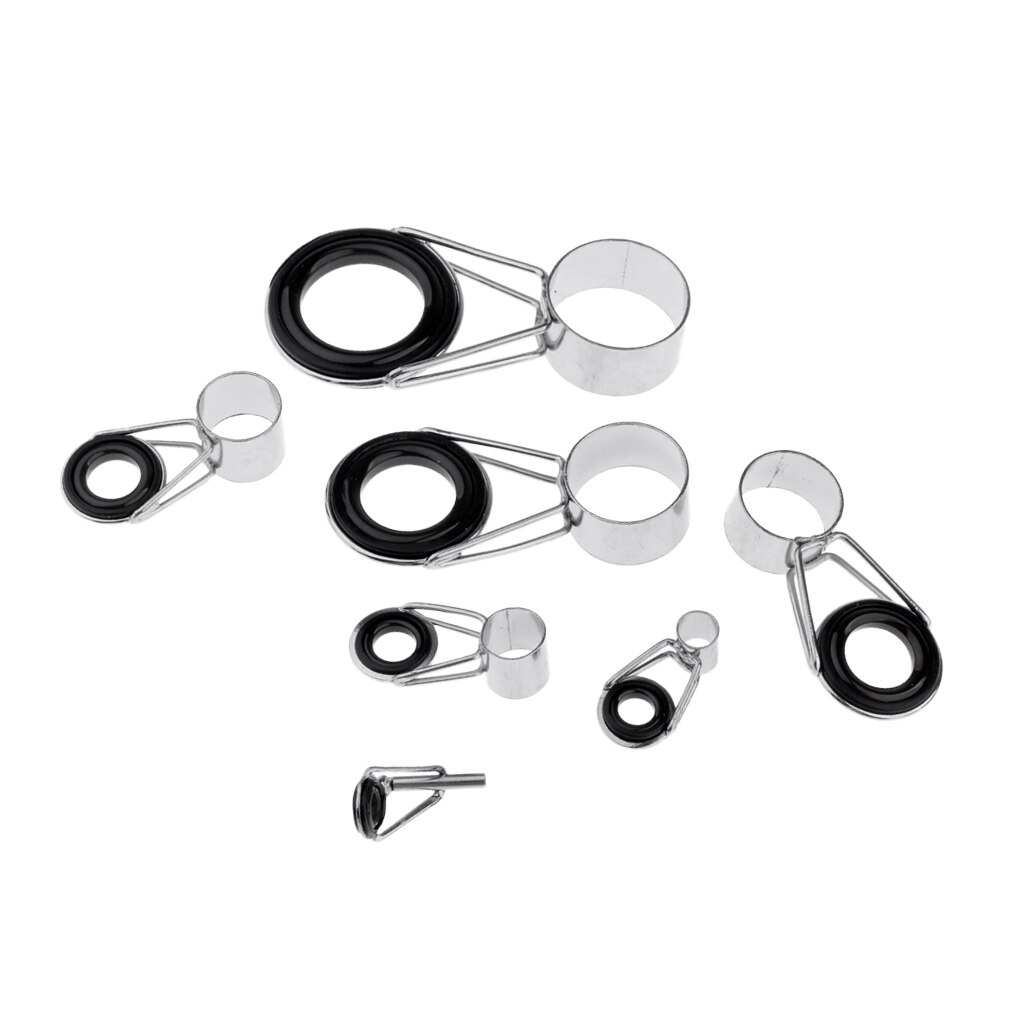 7 Stuks Hengel Gidsen Roestvrij Stalen Frame Keramische Ring Spinhengel Gidsen Onderdelen Reparatie En Tips Tops