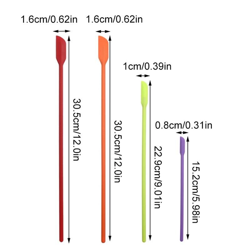 Kapmore 4Pcs Kitchen Spatula Mini Long Thin Baking Spatula Jar Scraper DIY Baking Tools Accessories Cake Tools