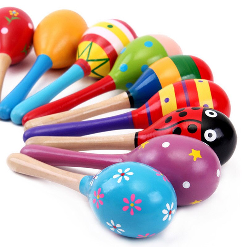 Baby Hand Rattle Shaker colore casuale divertente martello di sabbia Maraca in legno sonagli batteria strumento giocattoli giocattoli musicali educativi