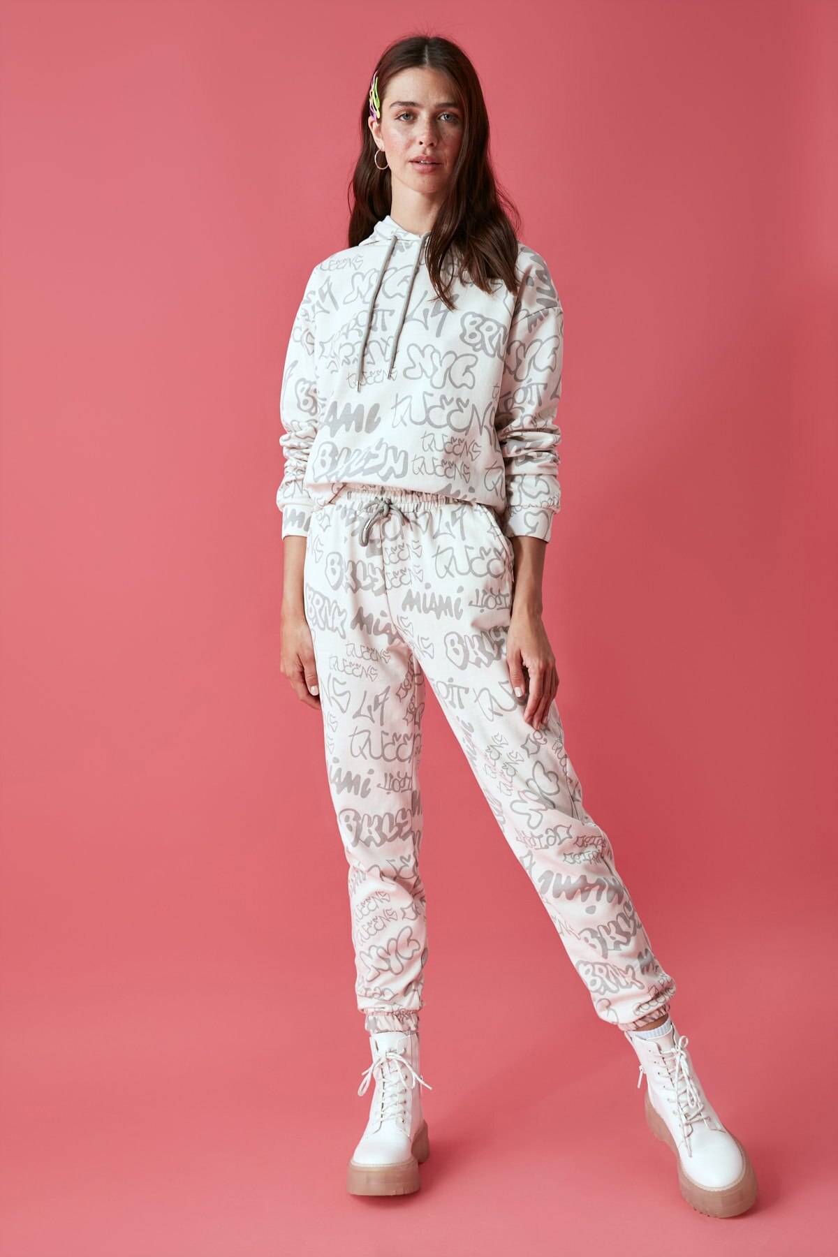 Trendyol Printed Basic Knitting Tracksuit Set TWOAW21EM0025