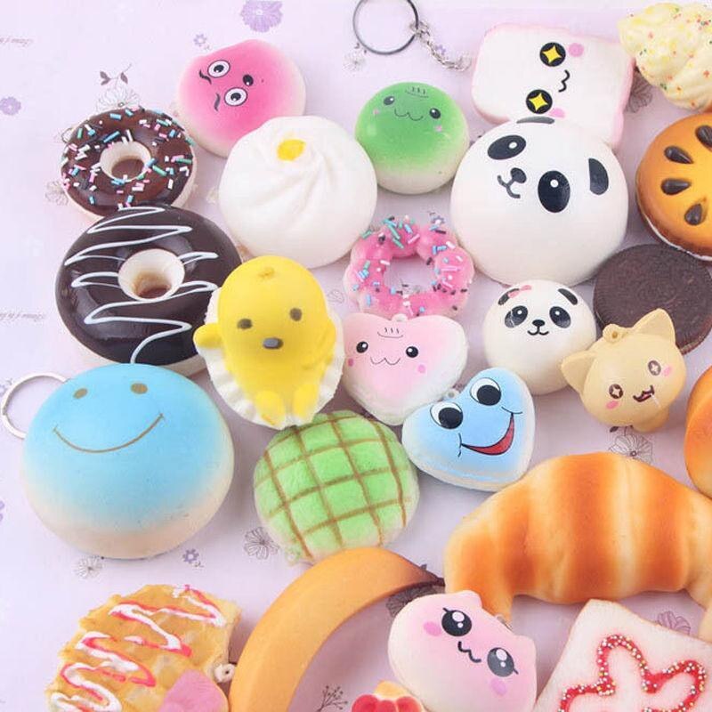 10/20/30 Pcs Kawaii Squishy Food Slow Rising Mini Soft Random Squishy Squishies Toys Cake Bread Squeeze Pressure Relief Toy