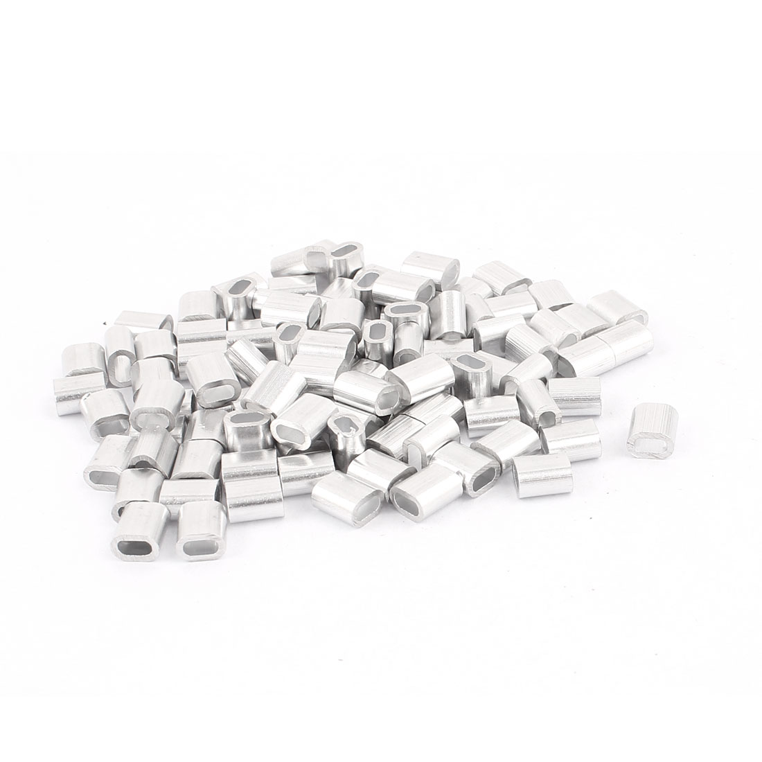 Uxcell 2mm 5/64 "ståltov aluminiumsrør ærmer sølvfarvet tone 100 stk