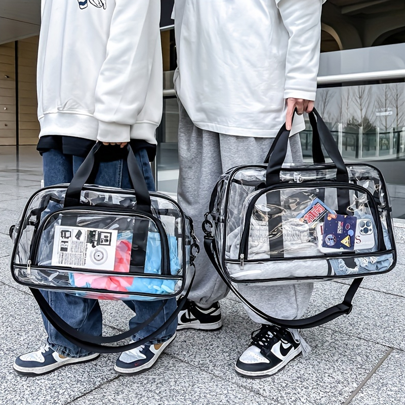 Sac de voyage transparent de grande capacité, sac à bandoulière en PVC transparent, rangement de fitness, sac à main transparent, 1PC