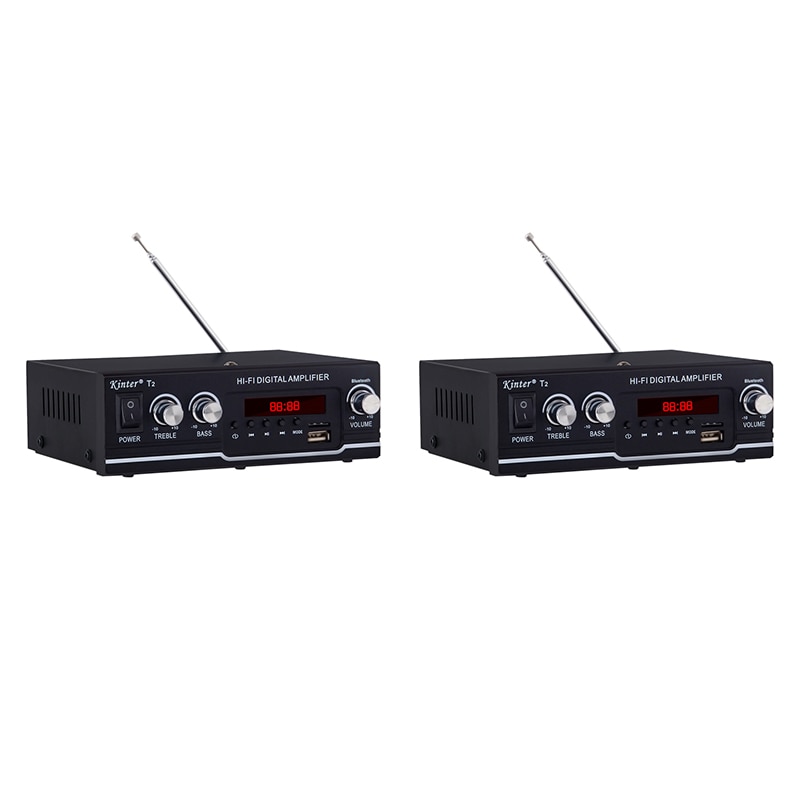 Kinter T2 Hifi Auto Verstärker o 2,0 CH 20W Stereo Klang für Bluetooth USB TF Eingang FM Radio AC220V DC 12V