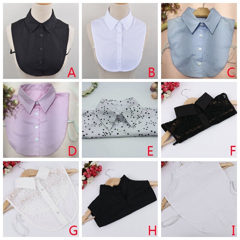 Vrouwen Volwassen Kant Solid Revers Nep Kraag Shirt Dame Afneembare Kragen Blouse Das Kleding Accessoires