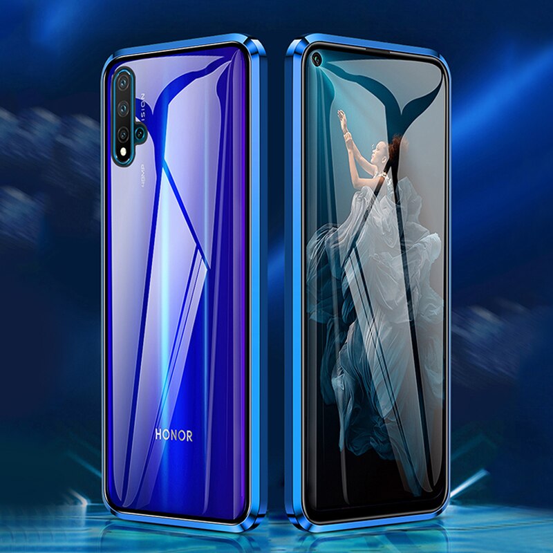 Natrberg Glas Fall für Huawei Nova 5T Fall Magnetische Metall 360 Dual Gehärtetem Glas Zurück Hard Cover Auf Für huawei Ehre 20 Fall