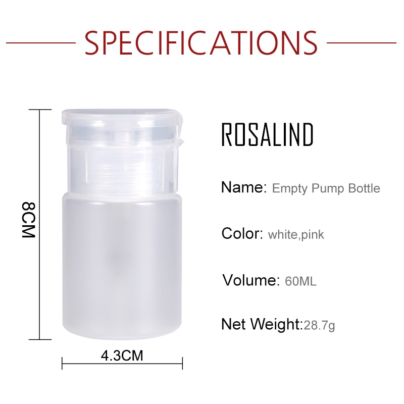 Rosaling Plastic Lege Pomp Remover Dispenser Fles 1 Pcs Nail Gel Polish Verwijderen Nail Art Manicure Alcohol Clear Fles