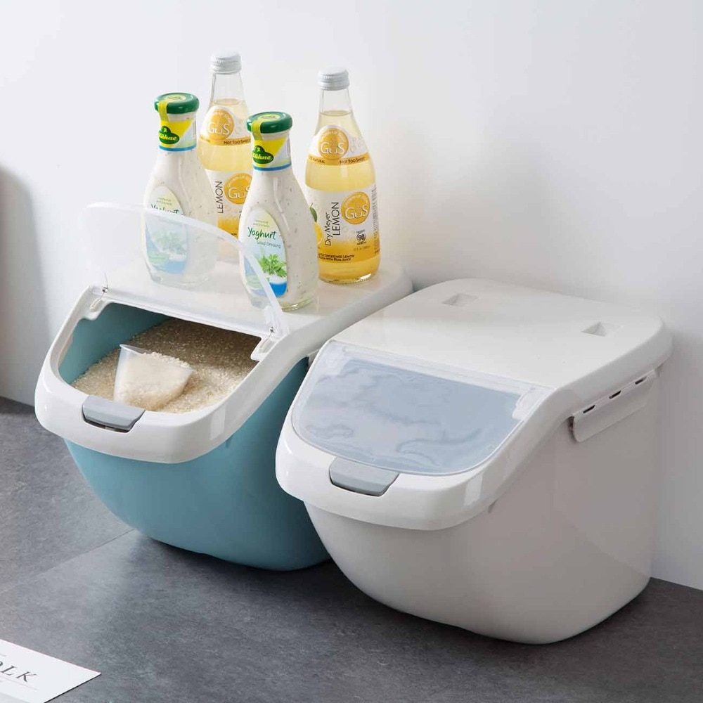 Otherhouse Rijst Container Keuken Voedsel Rijst Opbergdoos Meel Graan Granen Container Stofdicht Keuken Organizer Automatische Deksel