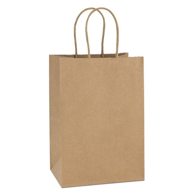 Luda 20Pcs 5.9X3.15X8 Inch Kraft Papieren Zakken Kleine Papieren Zakken Met Handvatten Bulk Party zakken Papieren Boodschappentassen Kraft B: Default Title