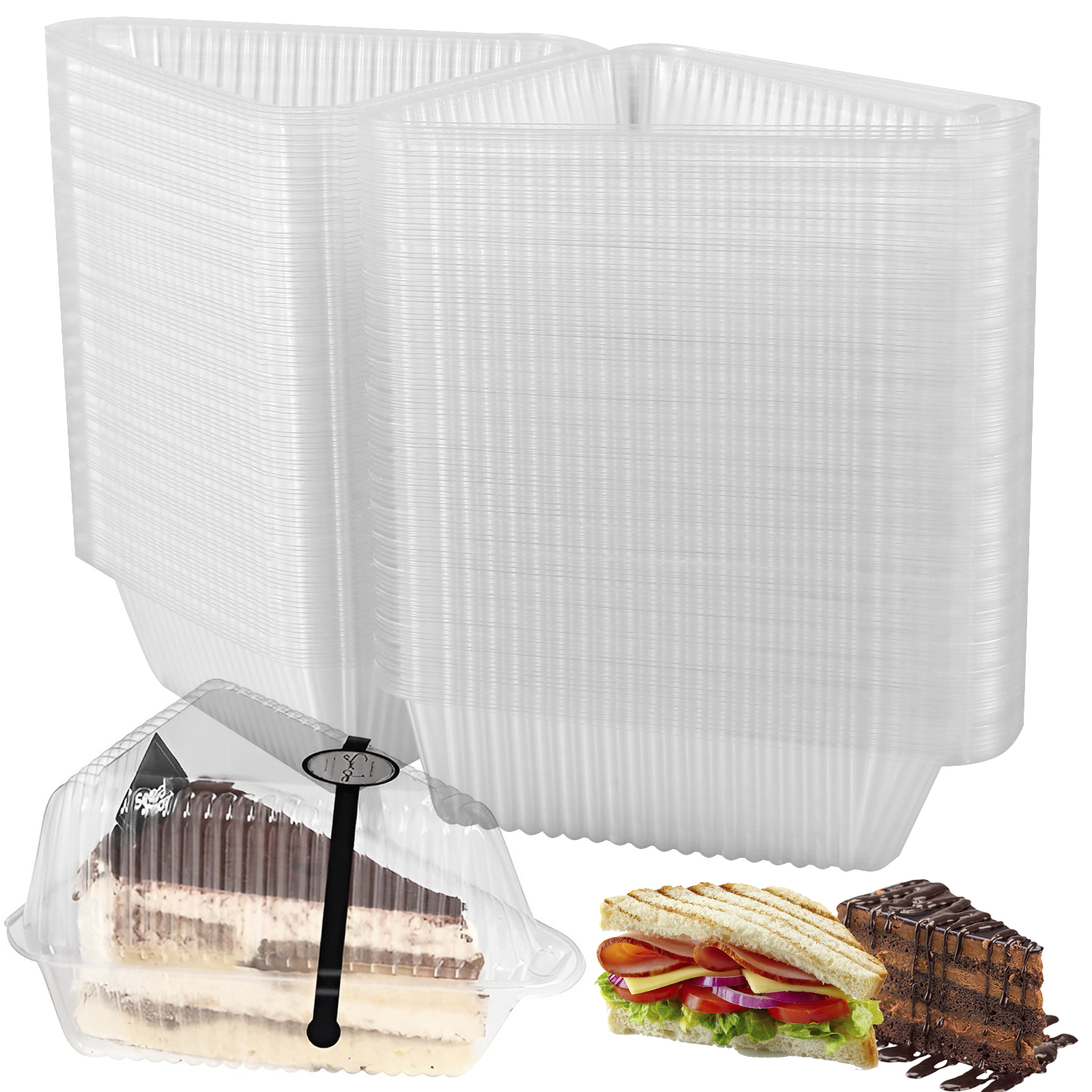 100Pcs Cake Slice Boxes Reusable Cupcake Slice Container with Lid Stackable Clear Square Single Dessert Box Triangular Sandwich: Deep Sapphire