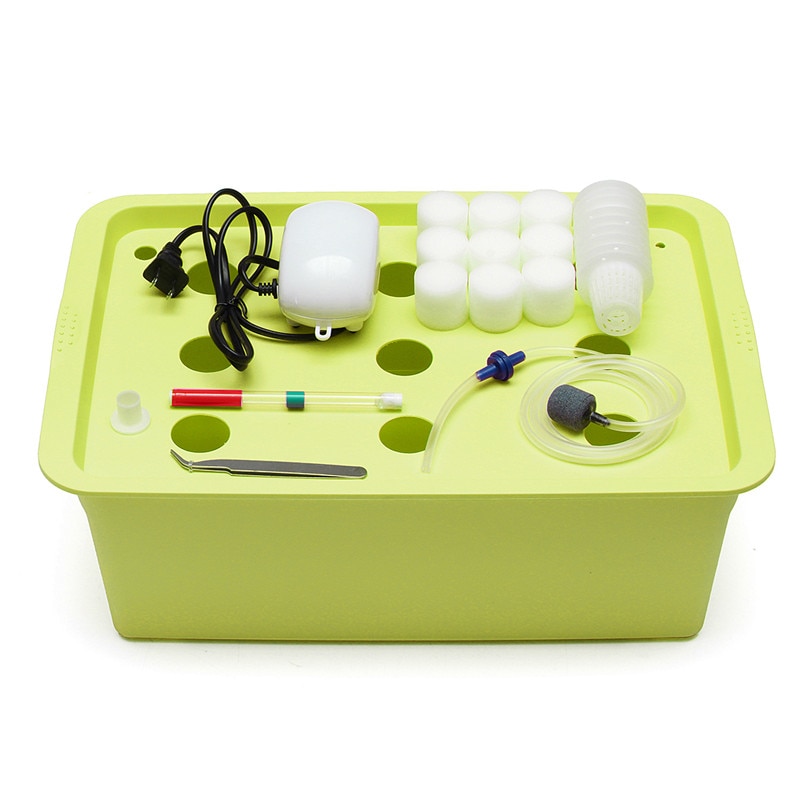 220V 9 Holes Hydroponic System Kit DWC Aerobic Soilless Cultivation Indoor Water Planting Box Planters Nursery Pots