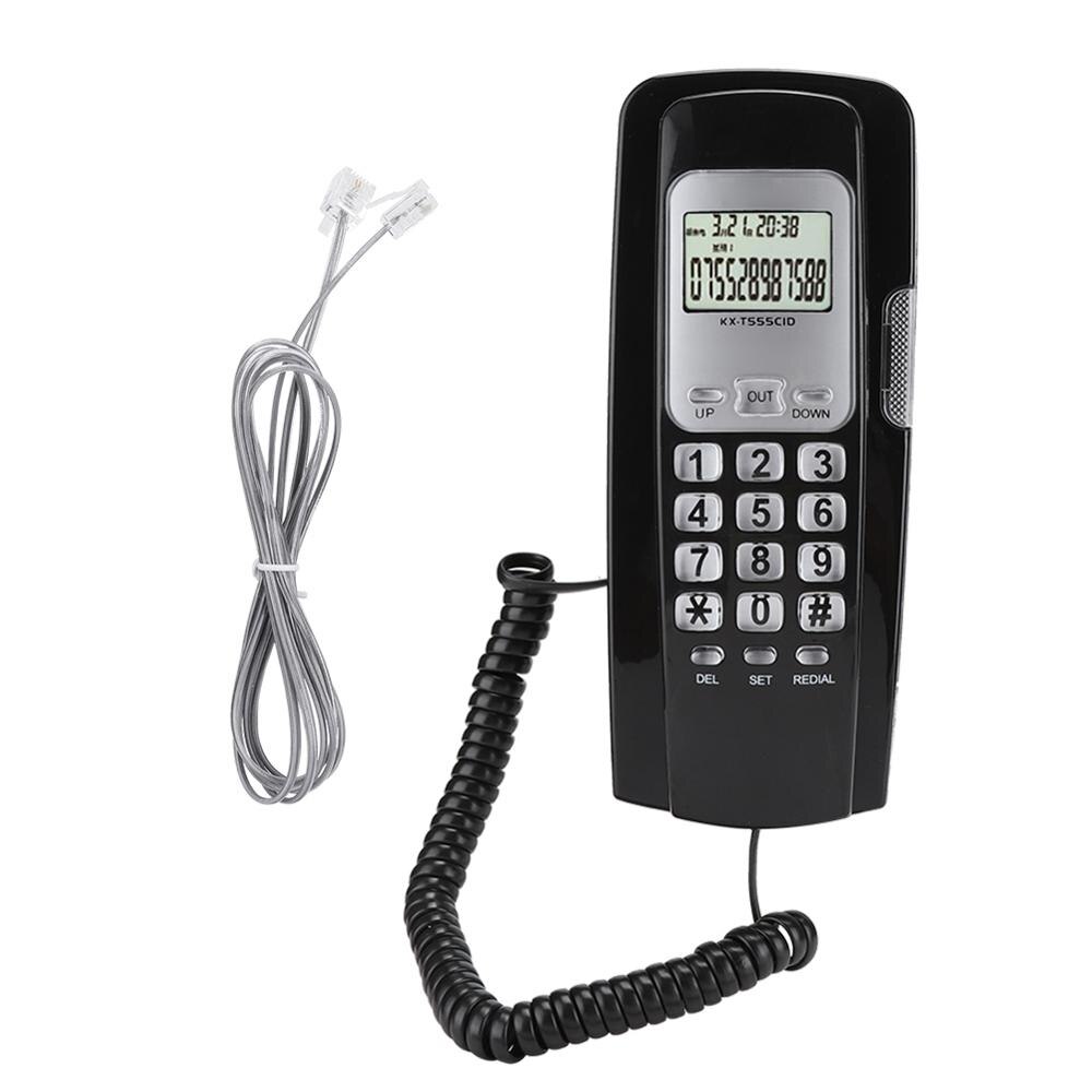 Mini telefone fixado na parede, sistema de telefone com luz de fundo lcd, dtmf/fsk, identificação de telefone para casa e escritório telefone: Black