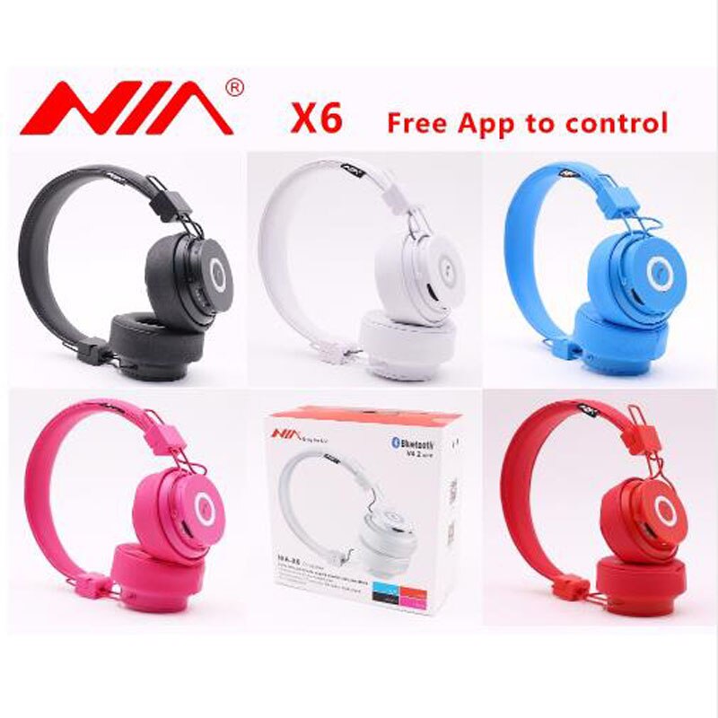 NIA X6 Wireless Bluetooth Headphones with Mic Stereo Bluetooth Headset Support TF Card FM Radio Sport Earphone