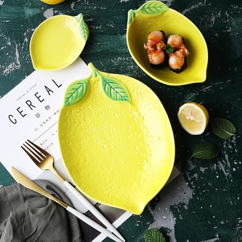 2 stk sød citron morgenmad dessert skål keramisk frugt tallerken japansk husholdning keramik bordservice middagssæt porcelæn