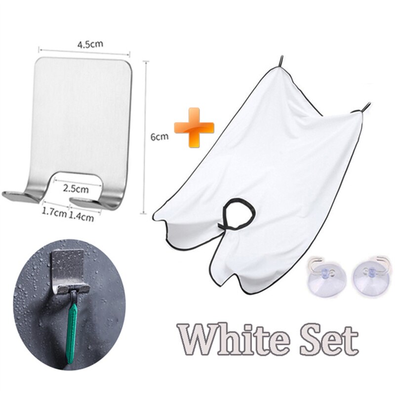 Waterproof Beard Shaving Bib Men Beard Trimming Apron Grooming Kit Beard Catcher Haircut Razor Shaver Bathroom Accessories: E White set