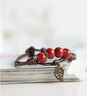 Pulsera de Cerámica con Cuentas - Cuentas Redondas - Estilo Vintage - Joyería para Mujer: Color oro rosa