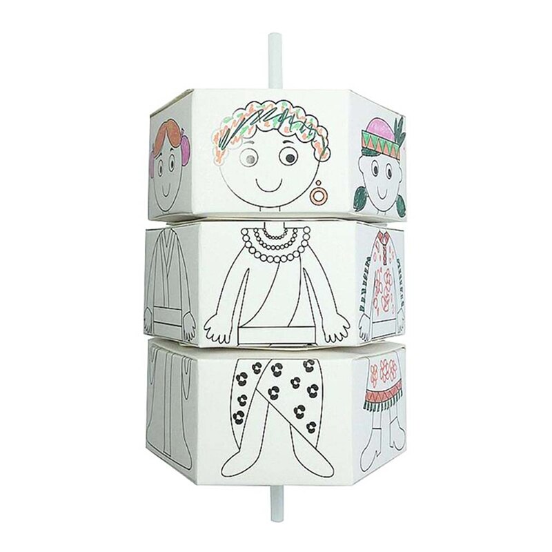 Baby Ambachtelijke Speelgoed Roterende Diy Papier Bijpassende Rotatie Omkleden Pop Creatieve Handwerk Puzzel Kleuterschool Speelgoed Voor Kinderen