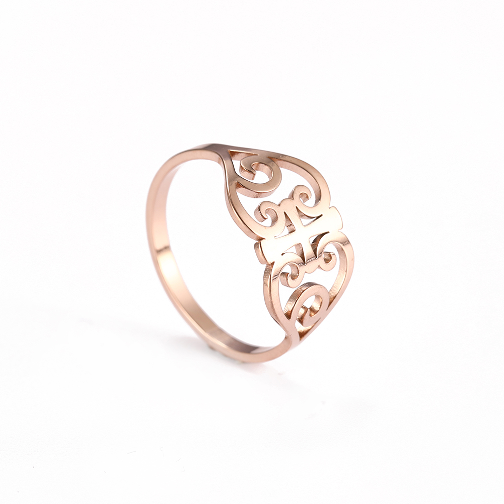 Cazador Vintage fleur filigrane bague femmes couleur or acier inoxydable bagues bijoux anniversaire anniversaire mère: 7 / Rose
