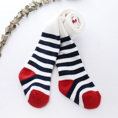 Qxmy collants para meninas crianças meias listra dot meia-calça de lã grossa quente do bebê leggings outono inverno roupas: white stripe / 1-2 years old