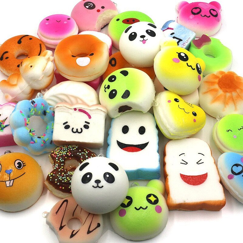 5Pcs Squishy Toy For Children Antistress Slow Rising Gadgets Funny Squisy Bread Hamburger Pendant Toy Kids Stress Relief Fun