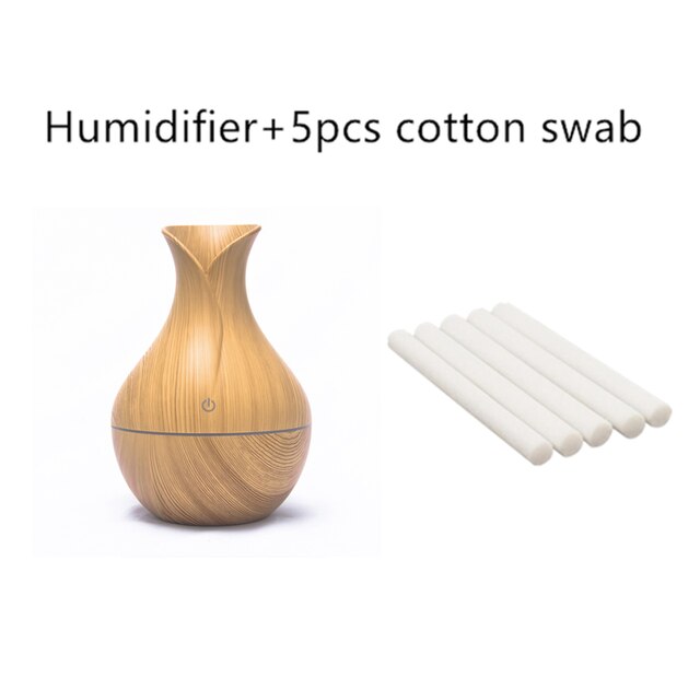 Mini Electric Air Humidifier USB Ultrasonic Aroma Essential Oil Diffuser Wood Grain Cool Mist Maker LED Light For Home Office: Q5