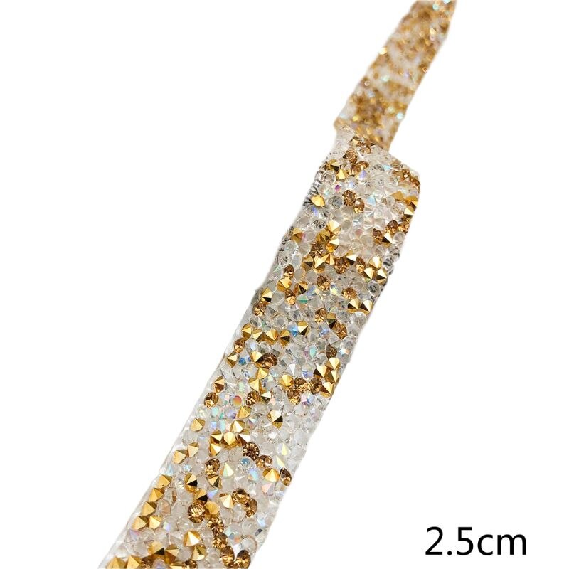 1 yard harpiks rhinestone bånd fix tape wrap glitter faux crystal trim strip jern på til bryllupsfest diy dekoration