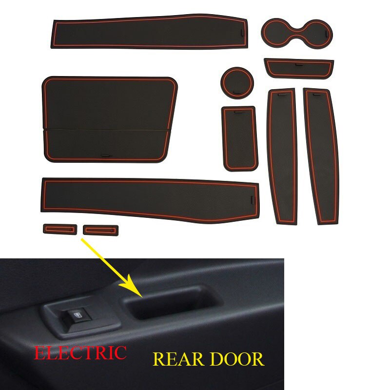 Non Slip Door slot cup mat storage rubber interior mats for Dacia Logan II Sandero 2 Stepway second generation year: 11pcs RED A set