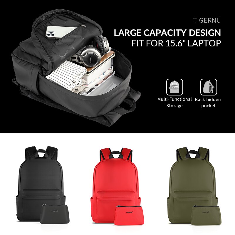 Tigernu Casual Light Weight Anti theft 15.6inch Laptop Backpack Men TPU Waterproof Travel School Backpack Bags 2022