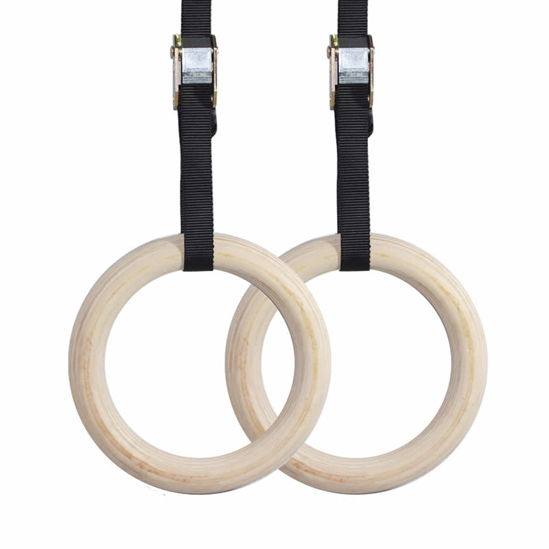 Anneaux de gymnastique en bois 25/28/32mm avec boucles réglables 4.5m sangles pour enfants adultes