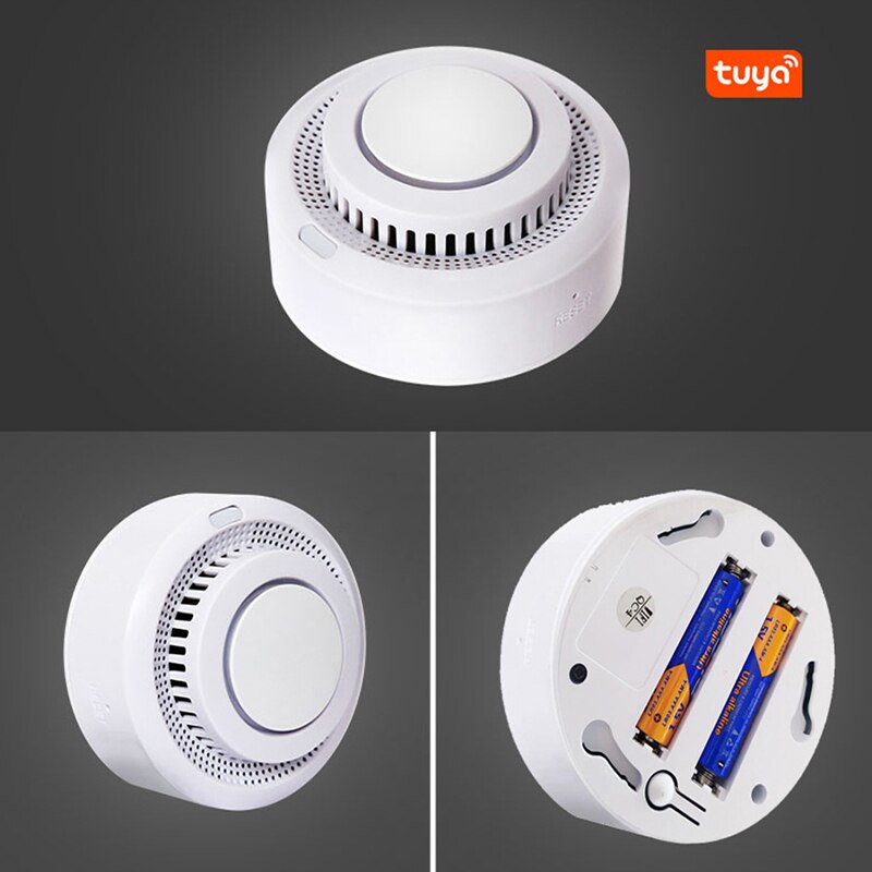 Tuya-Detector de humo WIFI, Sensor de alarma de protección contra incendios, inalámbrico, independiente, funciona con batería, alerta de vida inteligente, seguridad del hogar