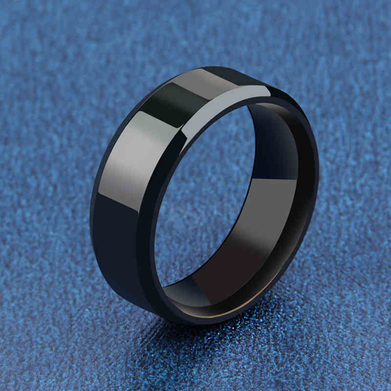 Charme smykker ring til mænd og kvinder rustfrit stål sorte ringe bryllup forlovelsesring matte herresmykker