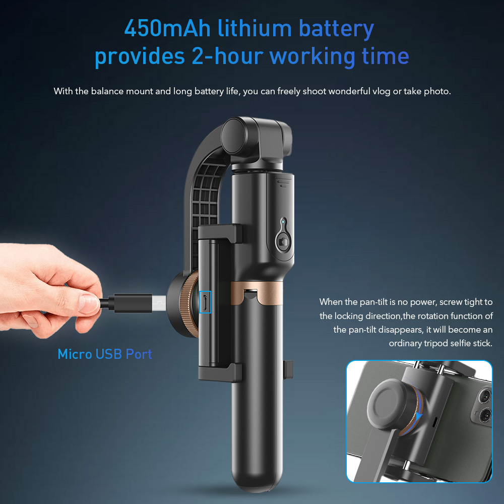 APEXEL Selfie Stick Stabilizer Phone Handheld Tripod Flexible 360 Rotation 3 modes with remote for iPhone Samsung PTZ Action Cam