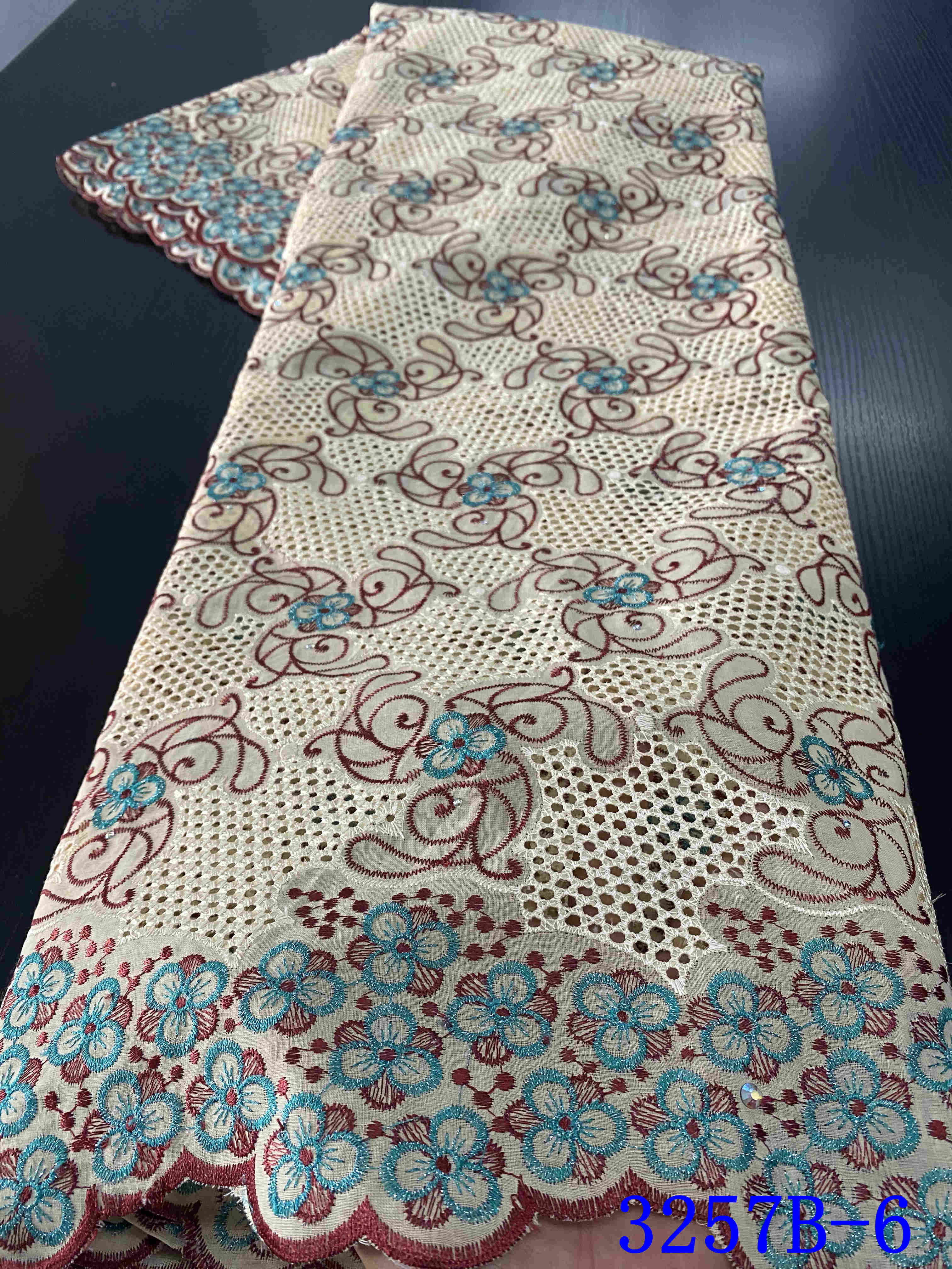 African Dry Voile Lace In Switzerland Stoned Nigerian Lace Fabrics Lace For Dress Cotton Lace Fabric YA3257B-5