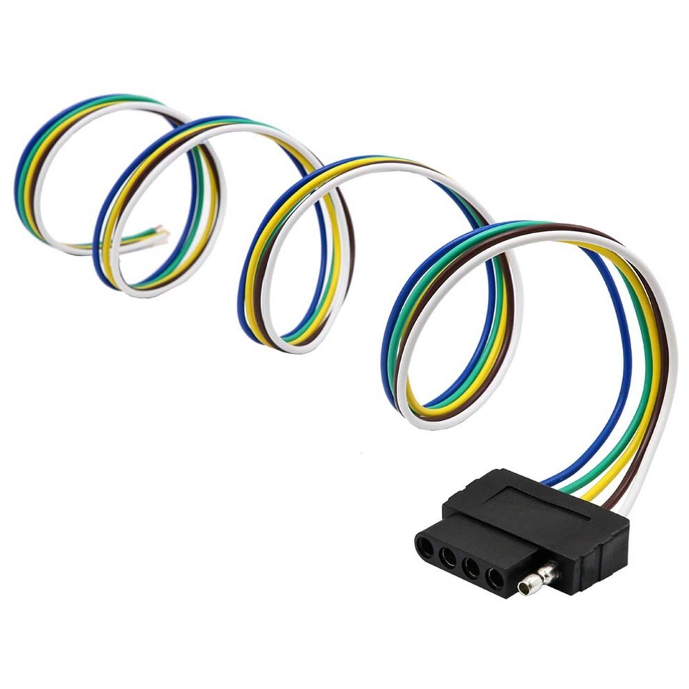 5-Way Flat Trailer Wire Harness Extension Connector Socket With 36 inch Cable Length End Connector 12V Output
